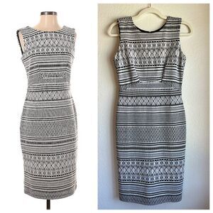 NWT Philosophy Tribal Aztec Print Sleeveless Sheath Dress in Black White Size XS